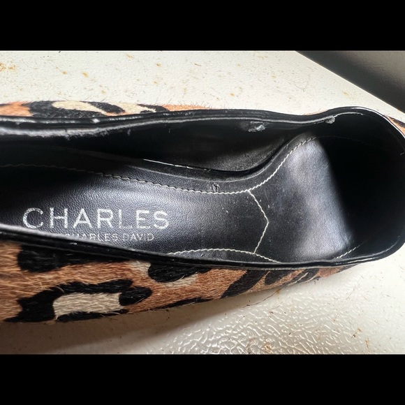 Charles David Tan Black/Tan Drew Leopard Calf Hair kitten Pumps - Picture 4 of 6
